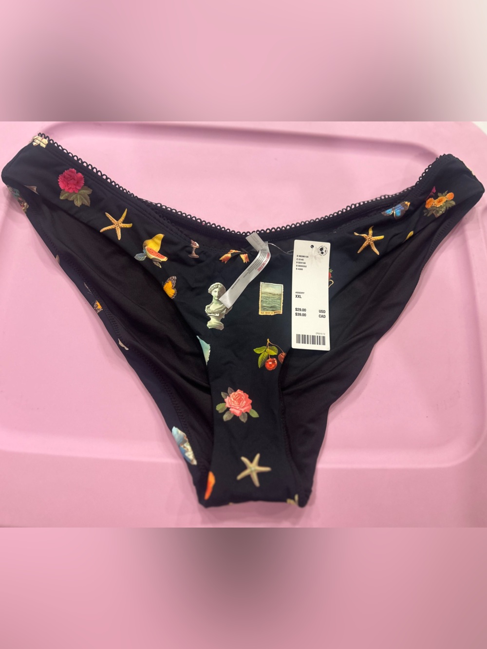 Urban Outfitters Out From Under Black Print Bikini Bottoms Size XXL - NWT!
